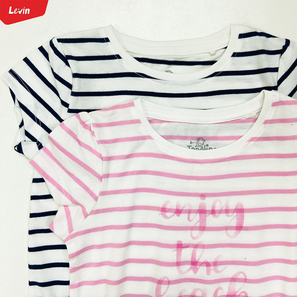 Girls Casual Short Sleeve Summer Ruffle Cotton T-shirt