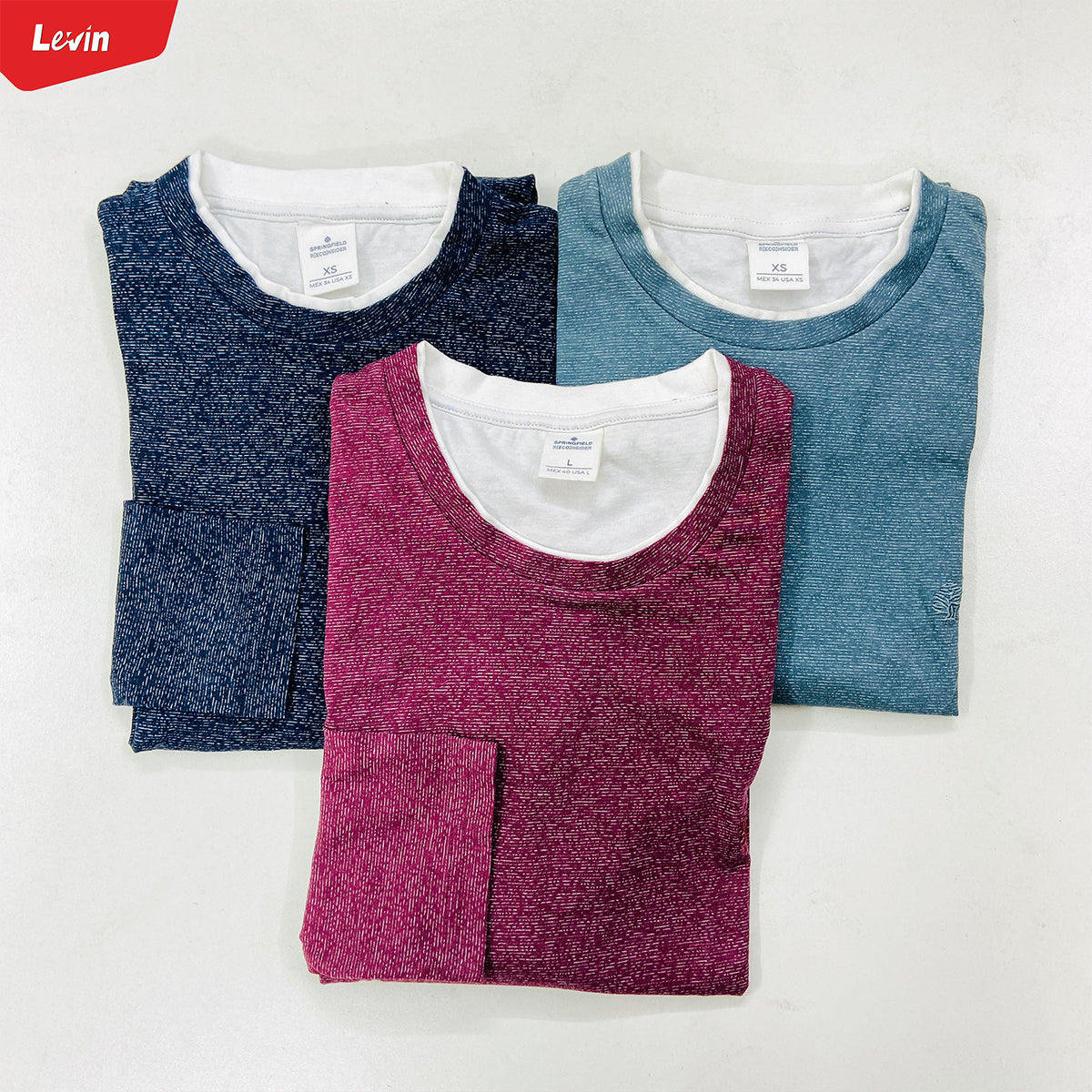Men's Contrasting Double Collar Effect Long Sleeve Cotton T-shirt