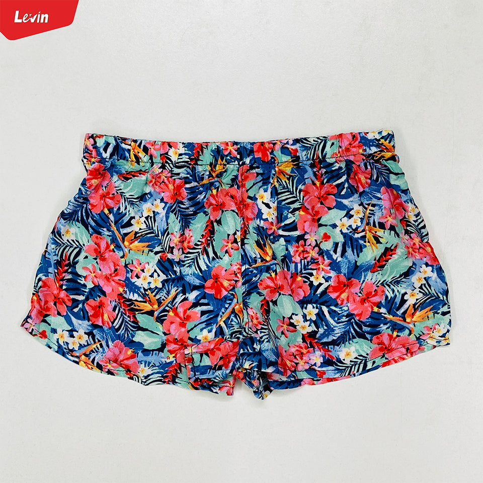 Teen Girl Floral Printed Elastic Waist Beach Short