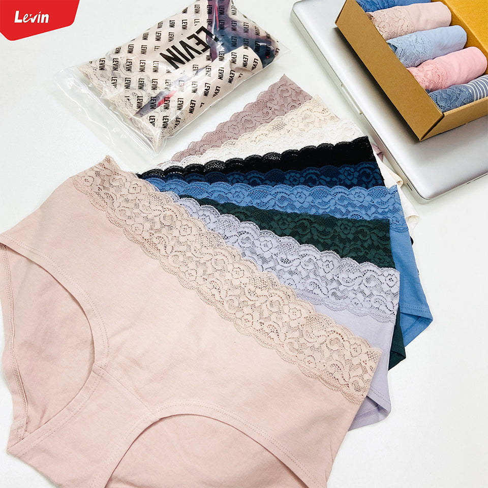 Pack of 5 Womens Mid Waist Hipster Lace Brief Panty