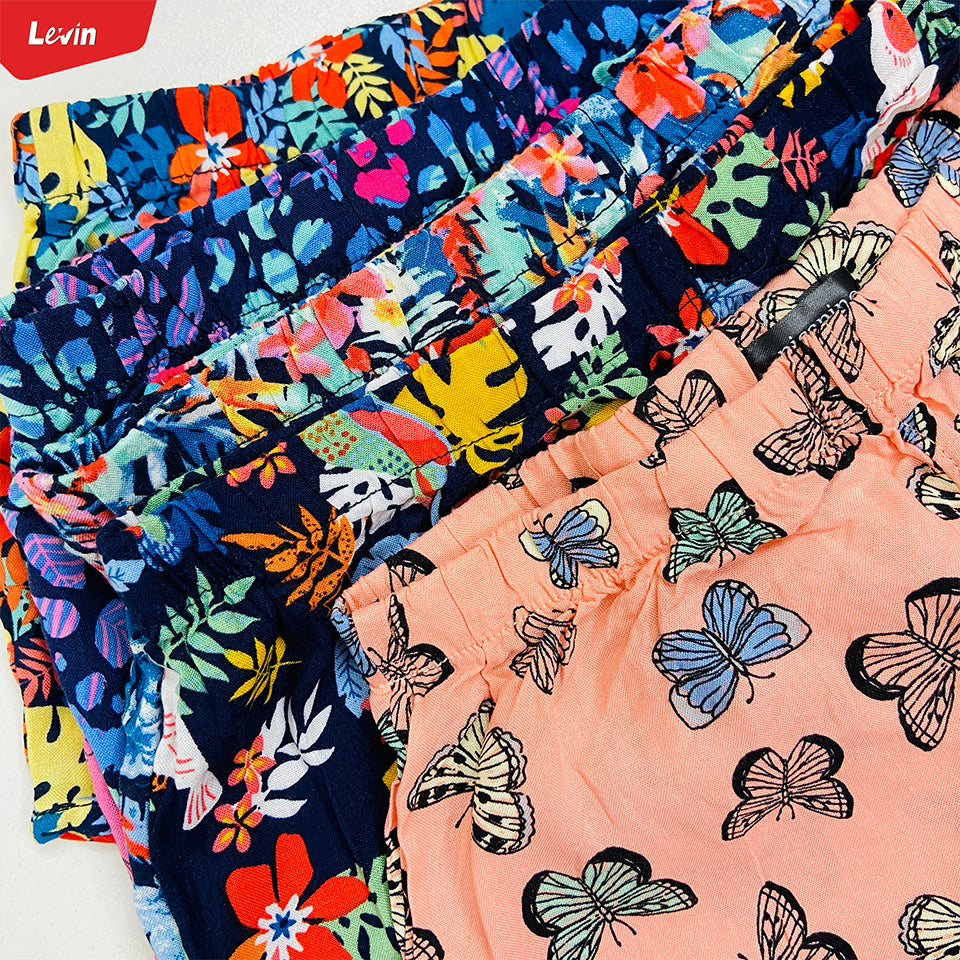 Teen Girl Floral Printed Elastic Waist Beach Short