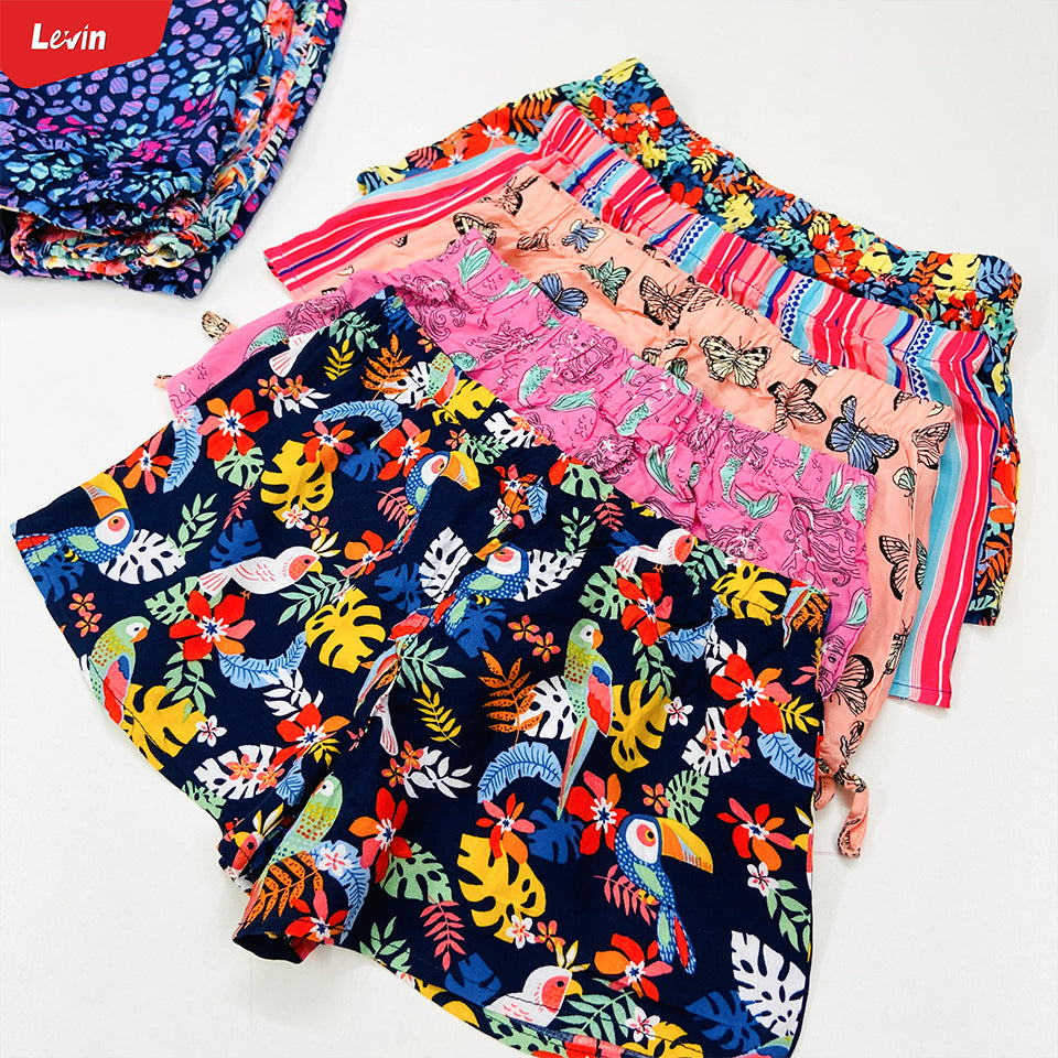 Teen Girl Floral Printed Elastic Waist Beach Short