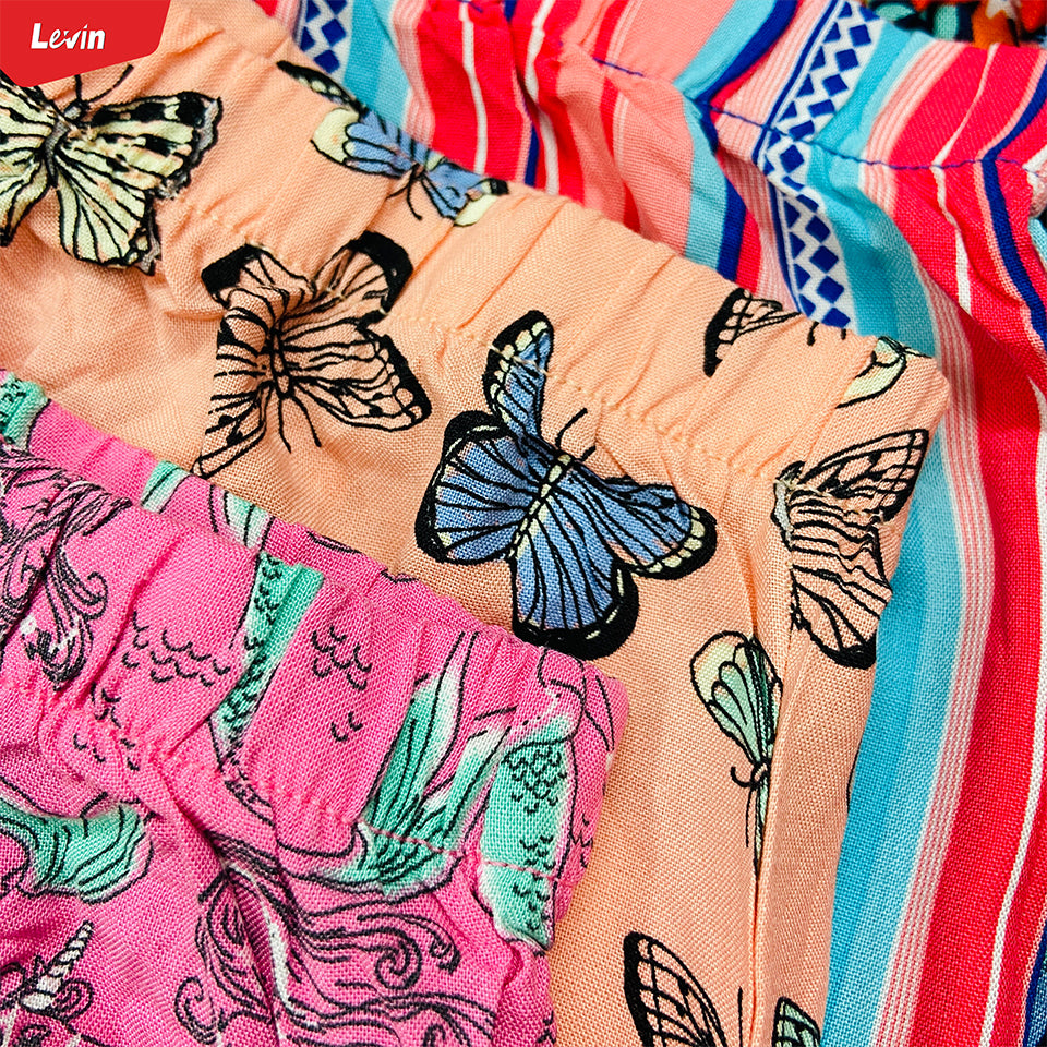 Teen Girl Floral Printed  Elastic Waist Beach Short