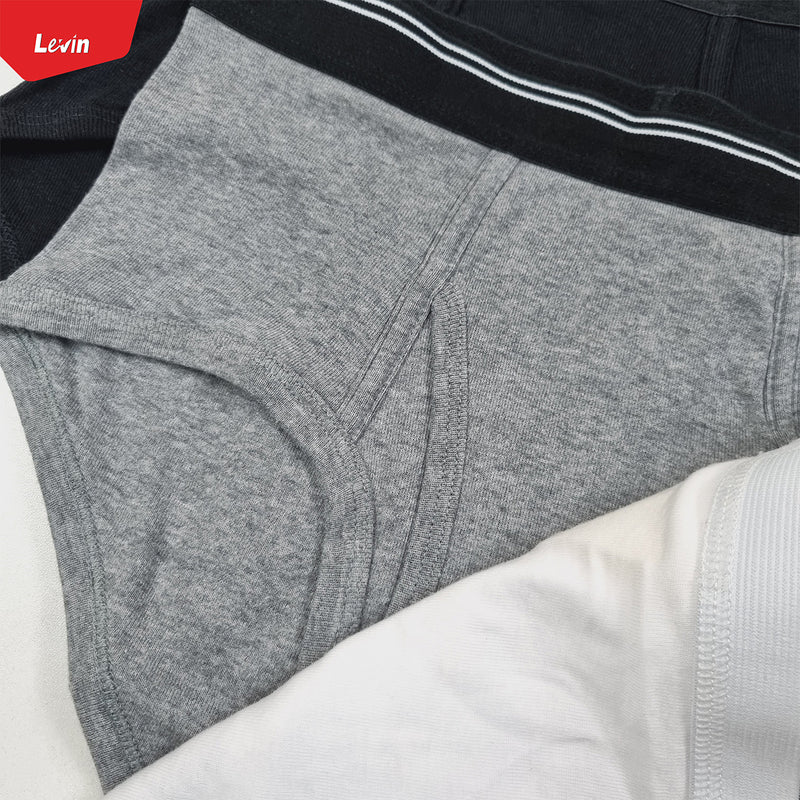 Men's Solid Cotton Ribbed Mid Rise Brief Underwear