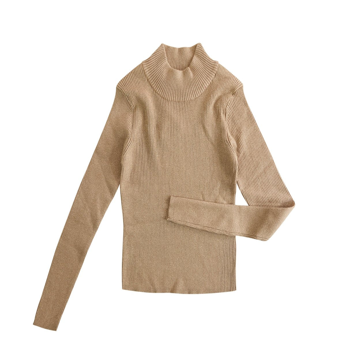 Womens Mock Neck Ribbed Glitter Sweater Top1