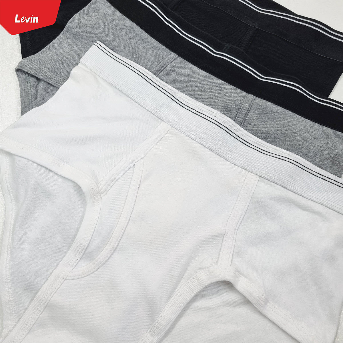 Men's Solid Cotton Ribbed Mid Rise Brief Underwear