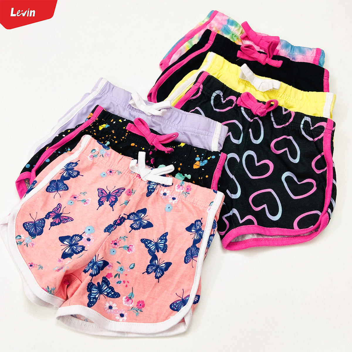 Toddler Girls Multicolor Cotton Summer Shorts