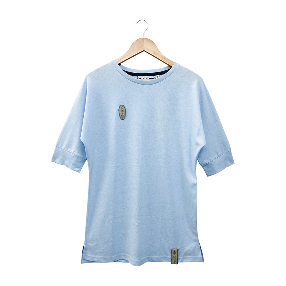 Womens Semi Long Side Vent Crewneck Casual Cotton T-Shirt
