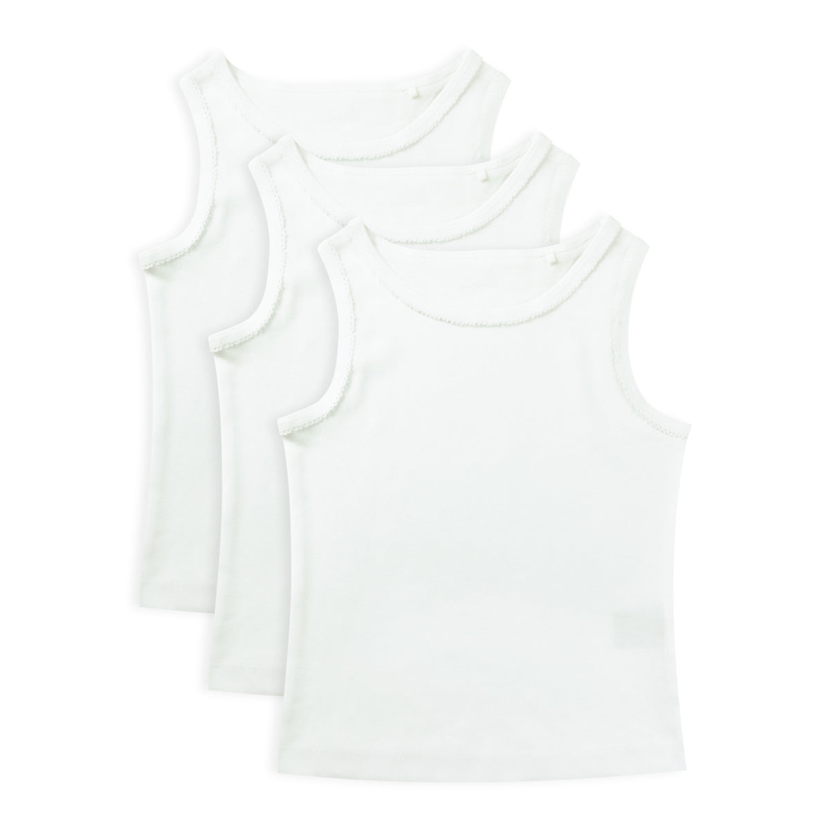 Pack of 3 Toddlers and Teen Girls Soft Cotton White Tank Top