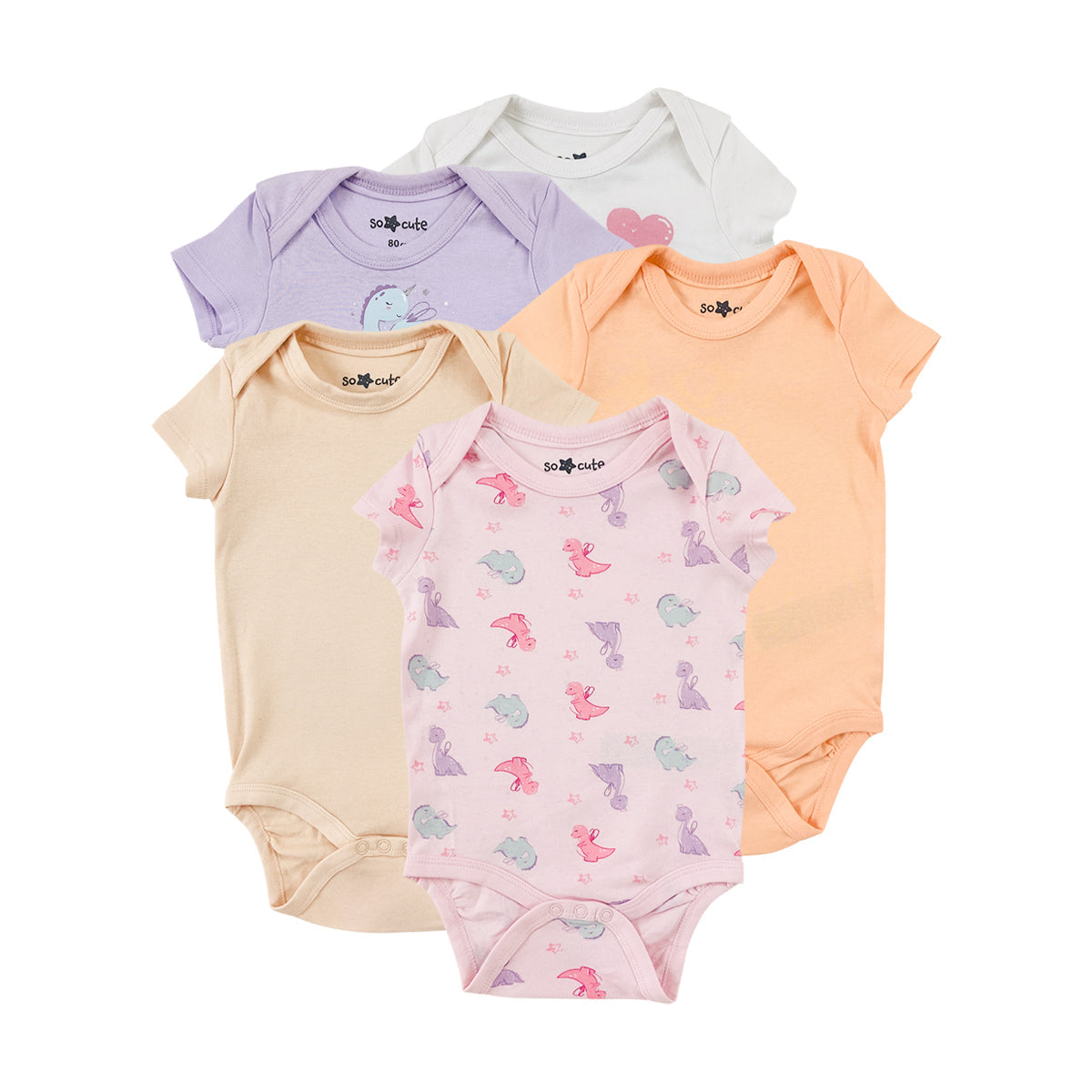 Pack of 5 Half Sleeve Organic Cotton Baby Romper Combo