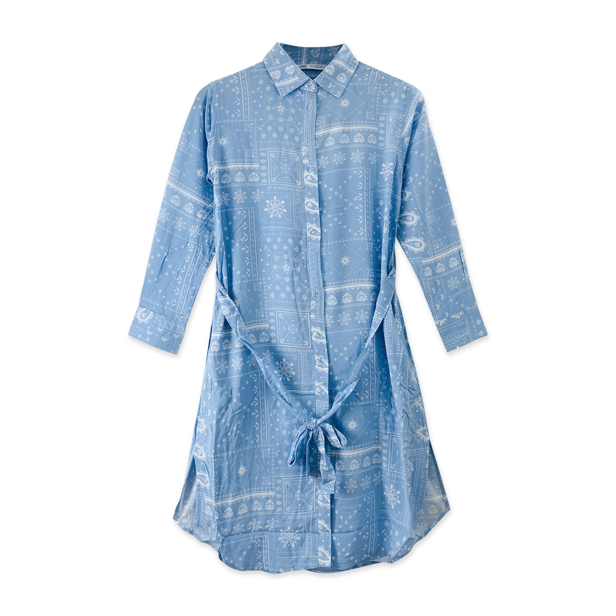 Womens Full Sleeve Abstract Midi Length Shirt Dress