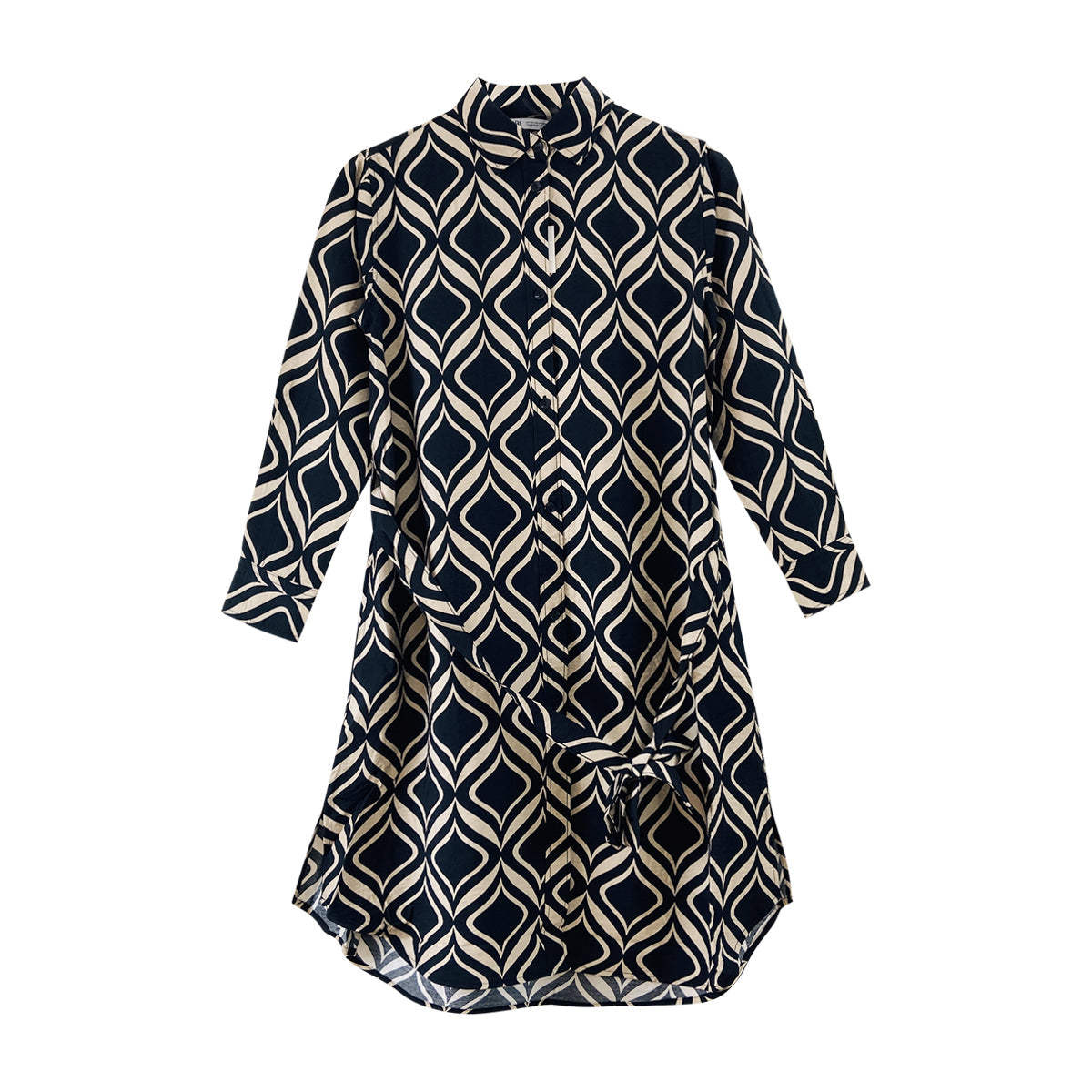Womens Full Sleeve Abstract Midi Length Shirt Dress