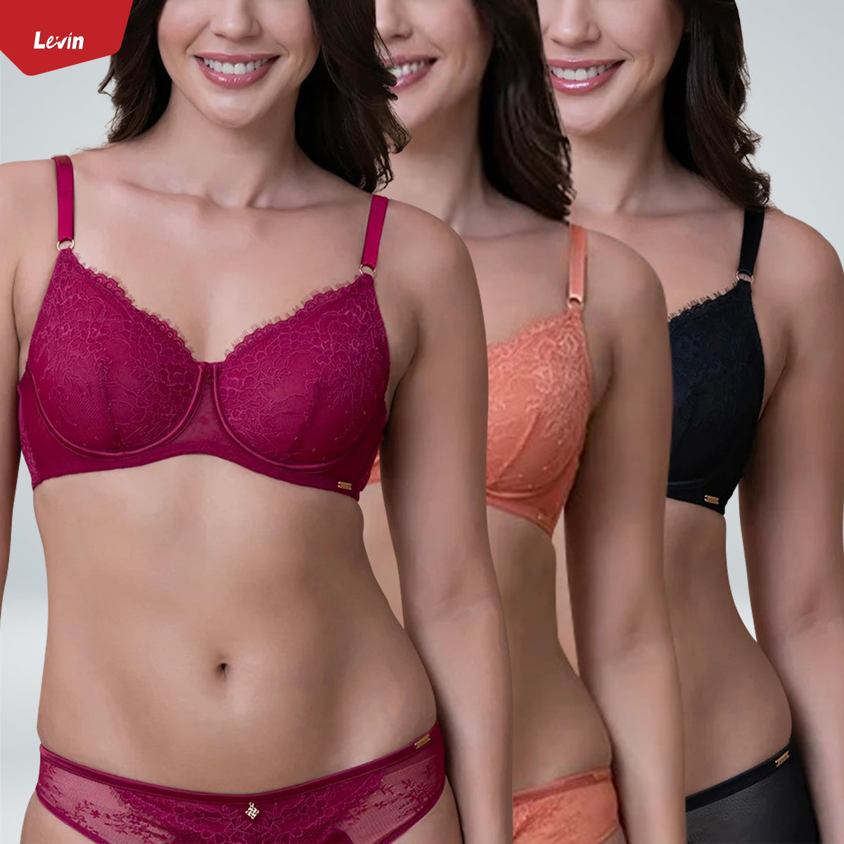 Women's Full Coverage Non-Padded Wired Floral Lace Bra