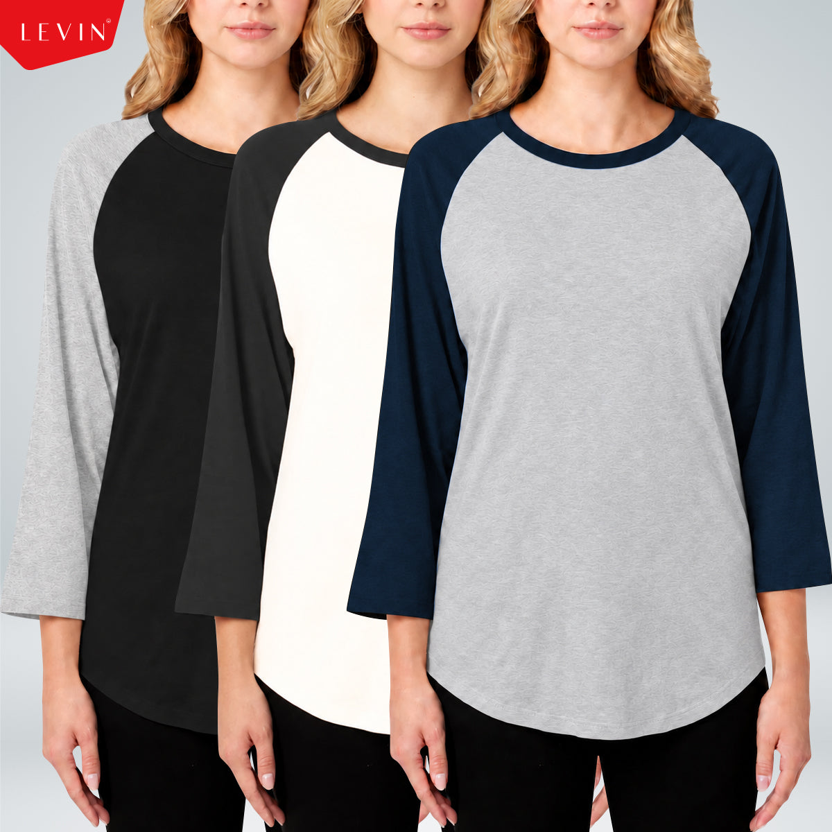Women's 3/4 Raglan Sleeve Casual T-Shirt
