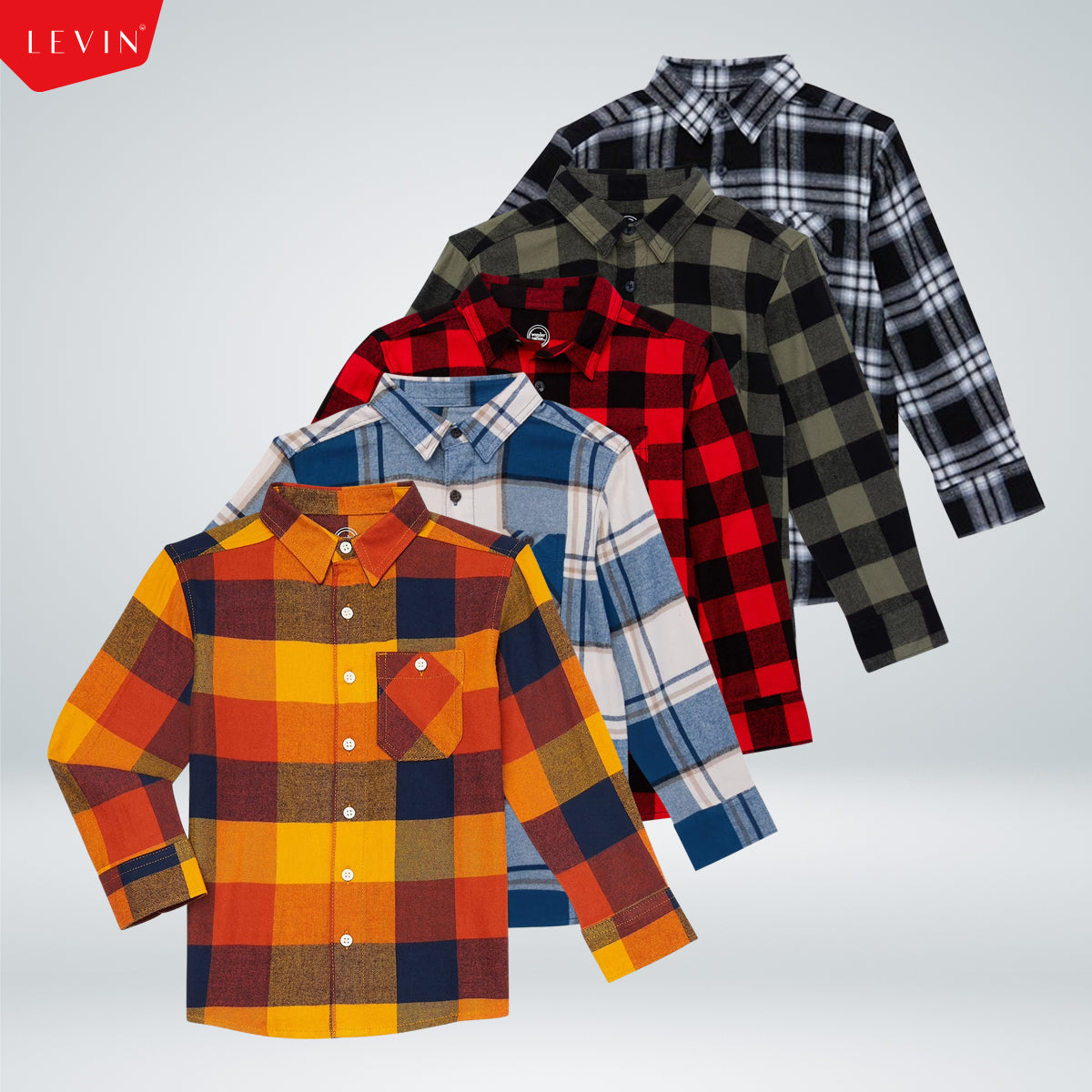 Kids Unisex Check Flannel Shirt with Chest Pocket
