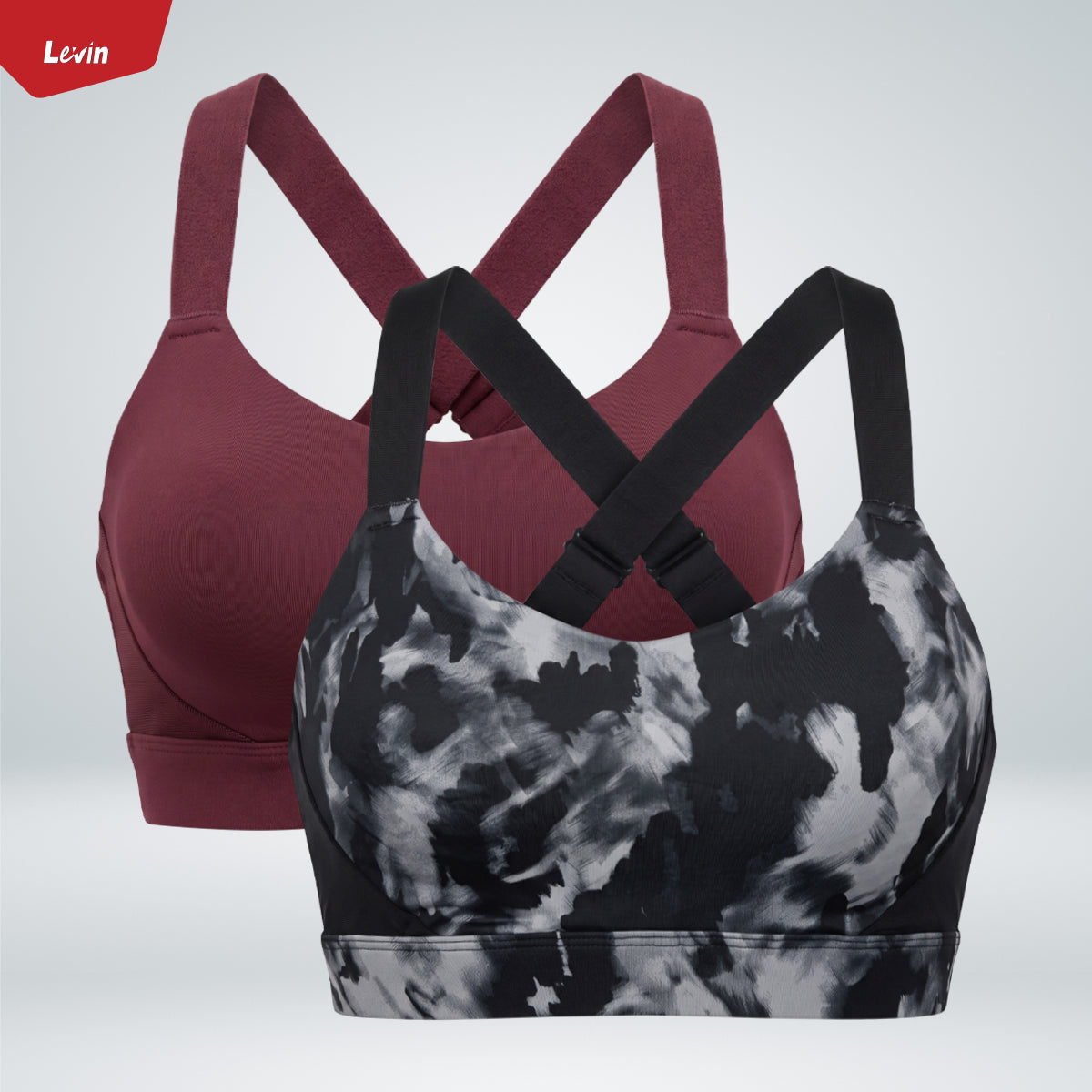 Women's High-Support Padded Adjustable Cross-Back Sports Bra