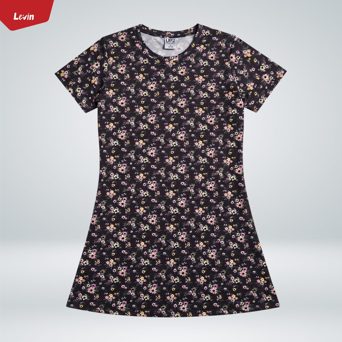 Ladies Short Sleeve Mid Length Printed Night T-Shirt Dress