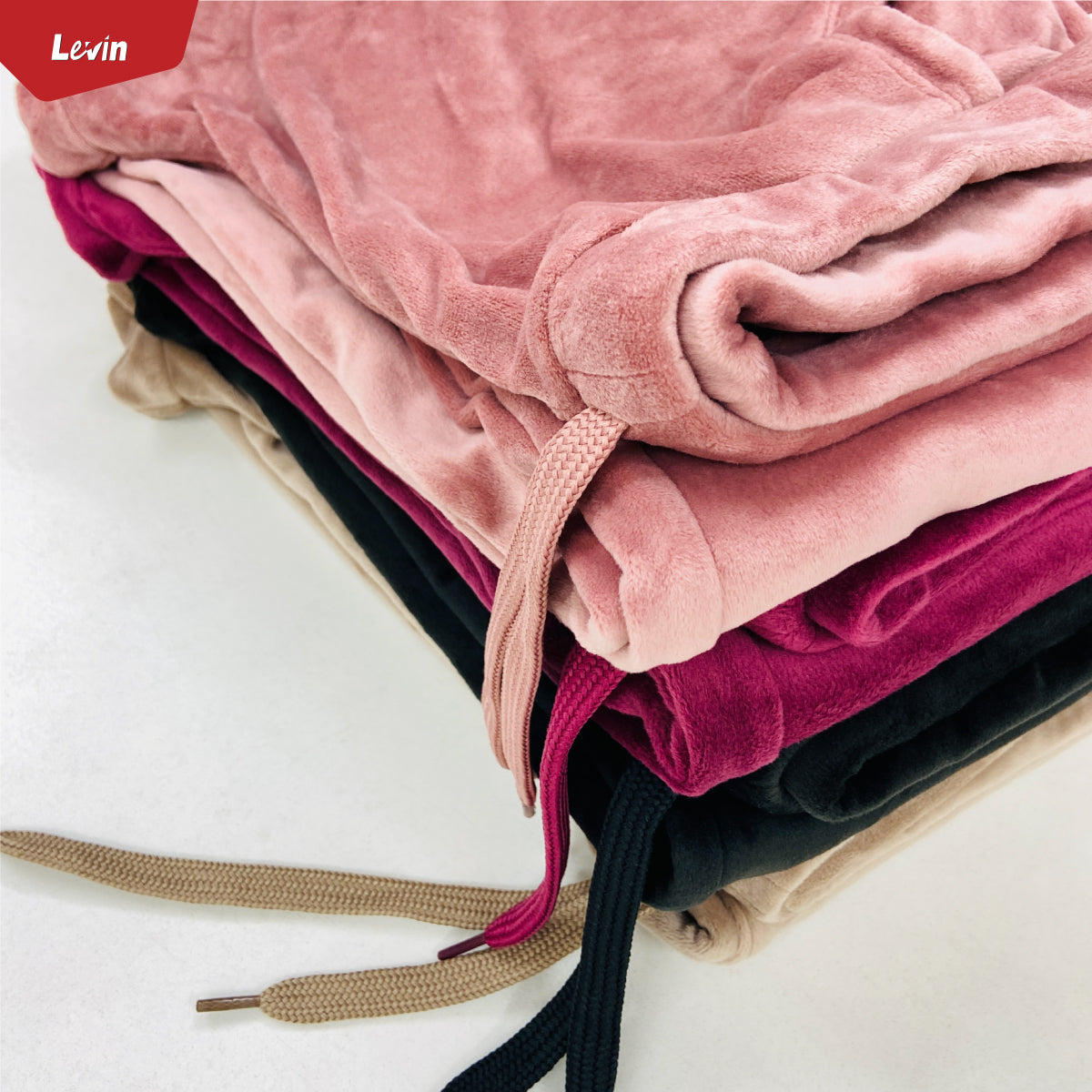 Women's Drawstring Waist Solid Velvet Trouser