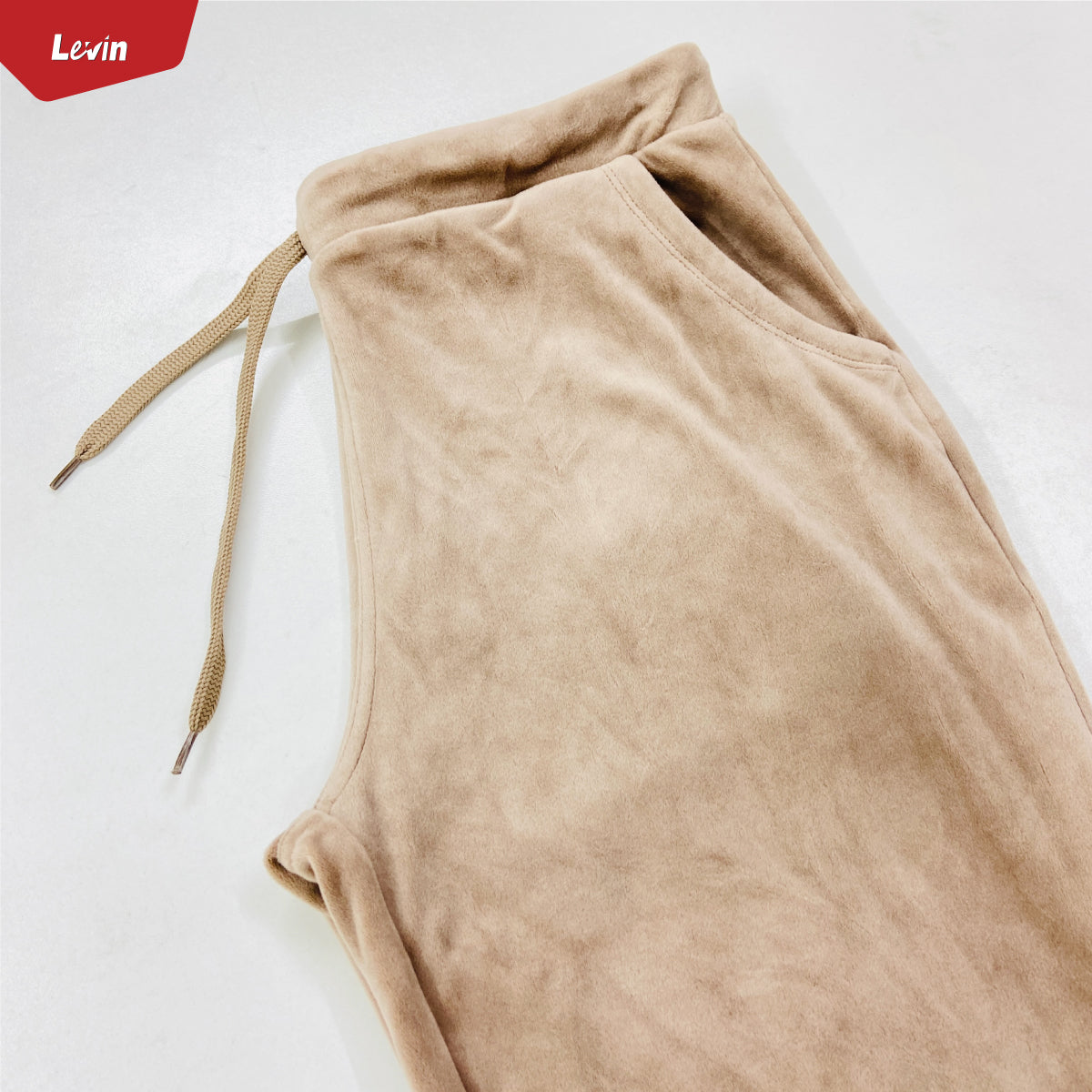 Women's Drawstring Waist Solid Velvet Trouser
