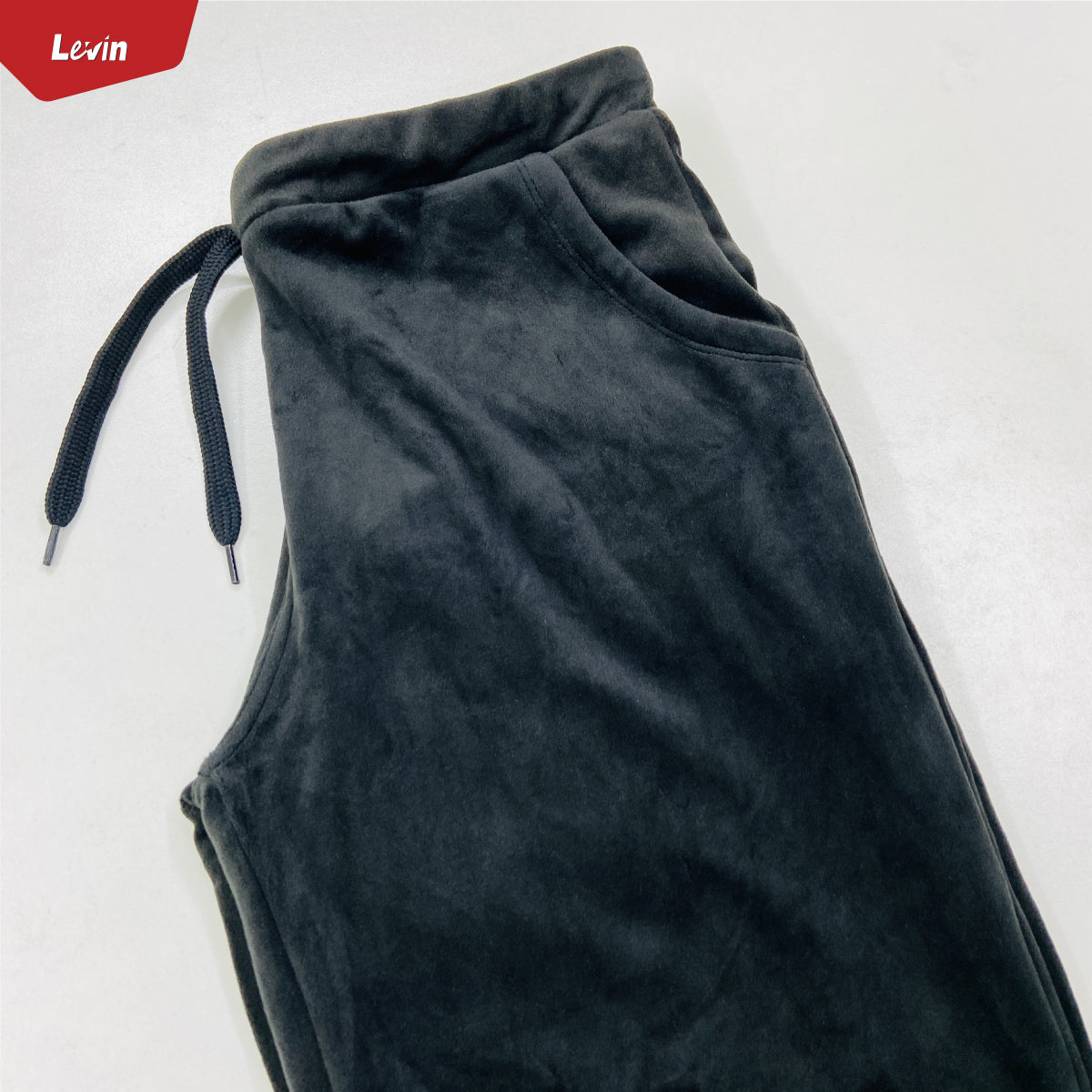 Women's Drawstring Waist Solid Velvet Trouser