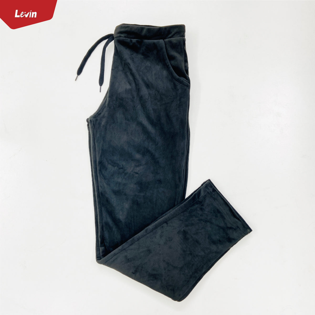 Women's Drawstring Waist Solid Velvet Trouser