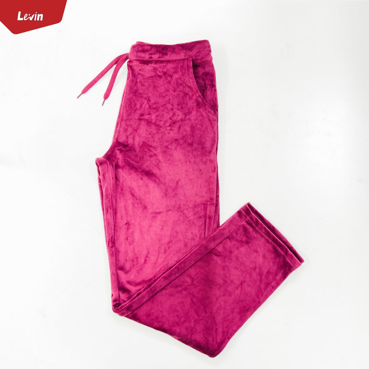 Women's Drawstring Waist Solid Velvet Trouser