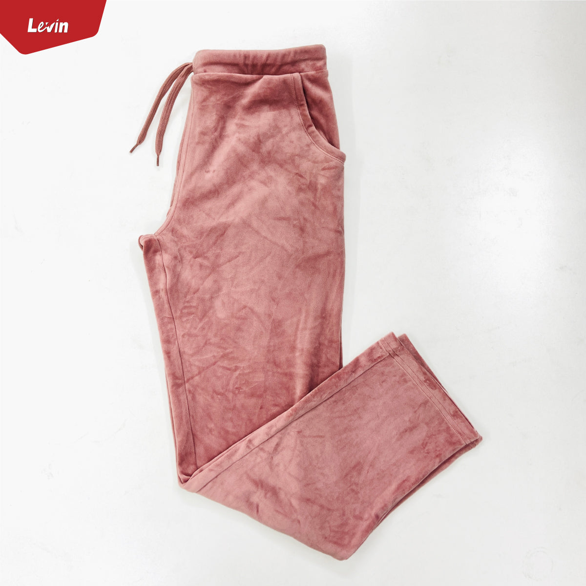 Women's Drawstring Waist Solid Velvet Trouser