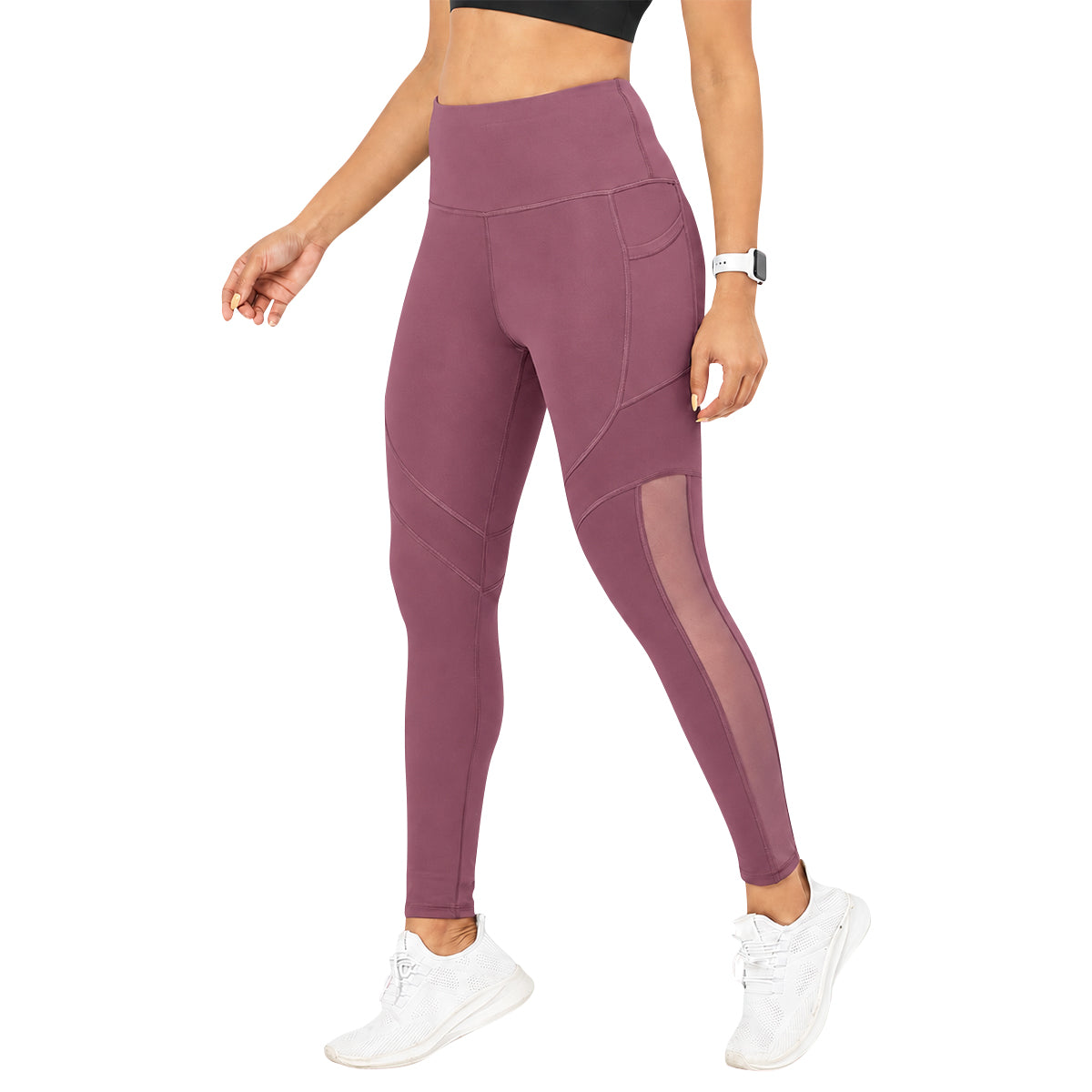 Women’s High Waist Dry Fit Workout Mesh Panels Leggings with Pockets