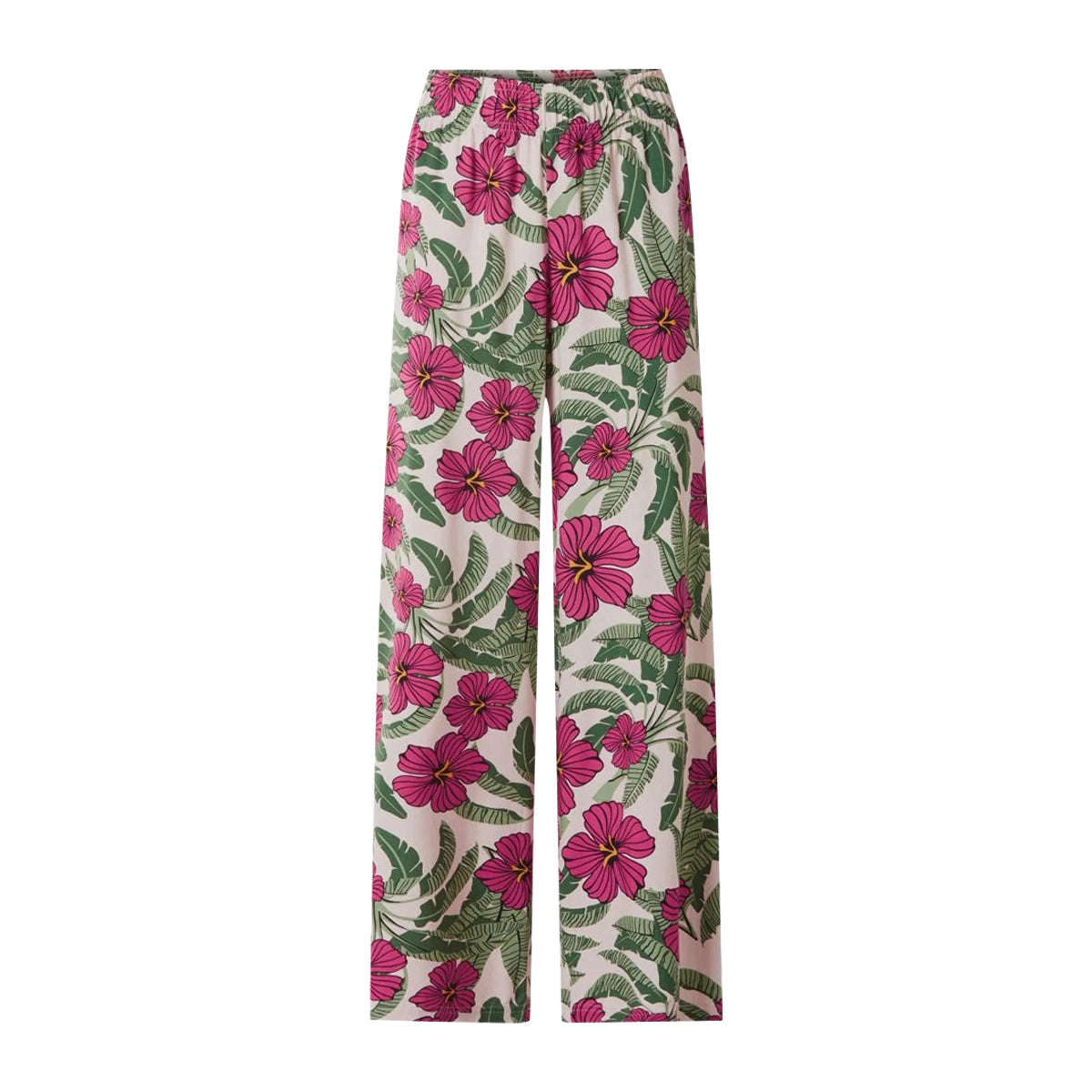 Womens Wide Leg Elastic Waist Palazzo Pants with Side Pocket
