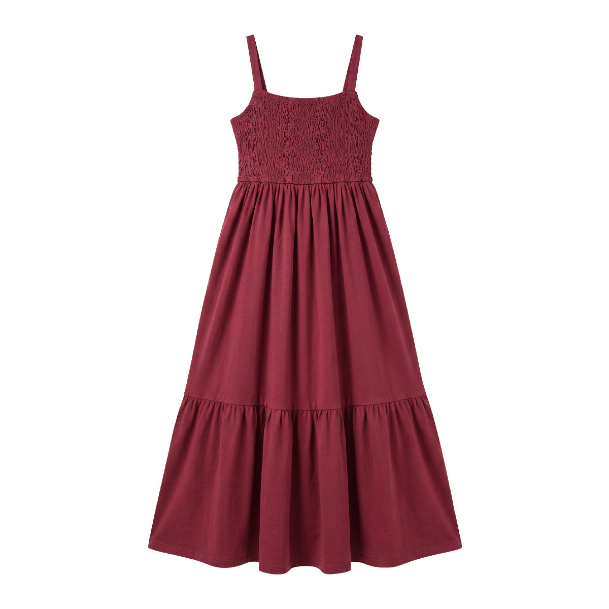 Women’s Cotton Smocked Tiered Maxi Dress with Straps