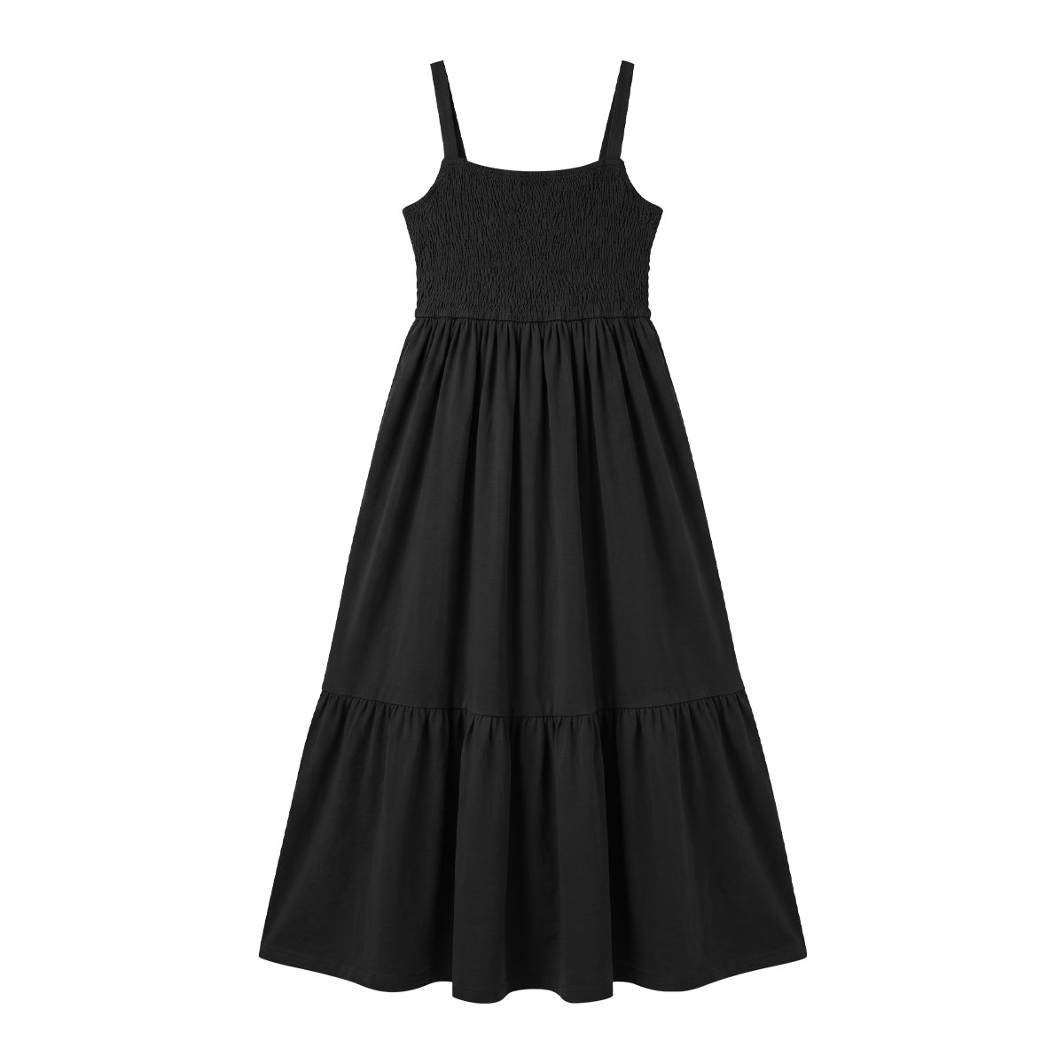 Women’s Cotton Smocked Tiered Maxi Dress with Straps