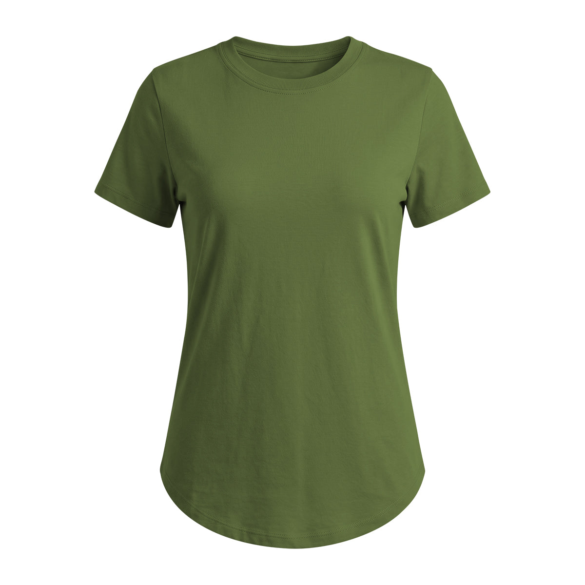 Women’s Cotton Crew Neck Curved Hem T-Shirt