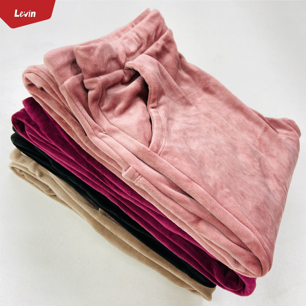 Women's Drawstring Waist Solid Velvet Trouser