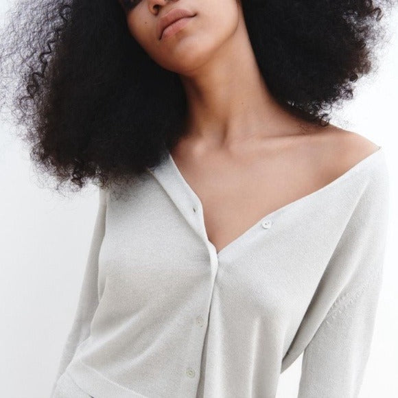 Womens Soft Thread Knit Sparkle Cardigan