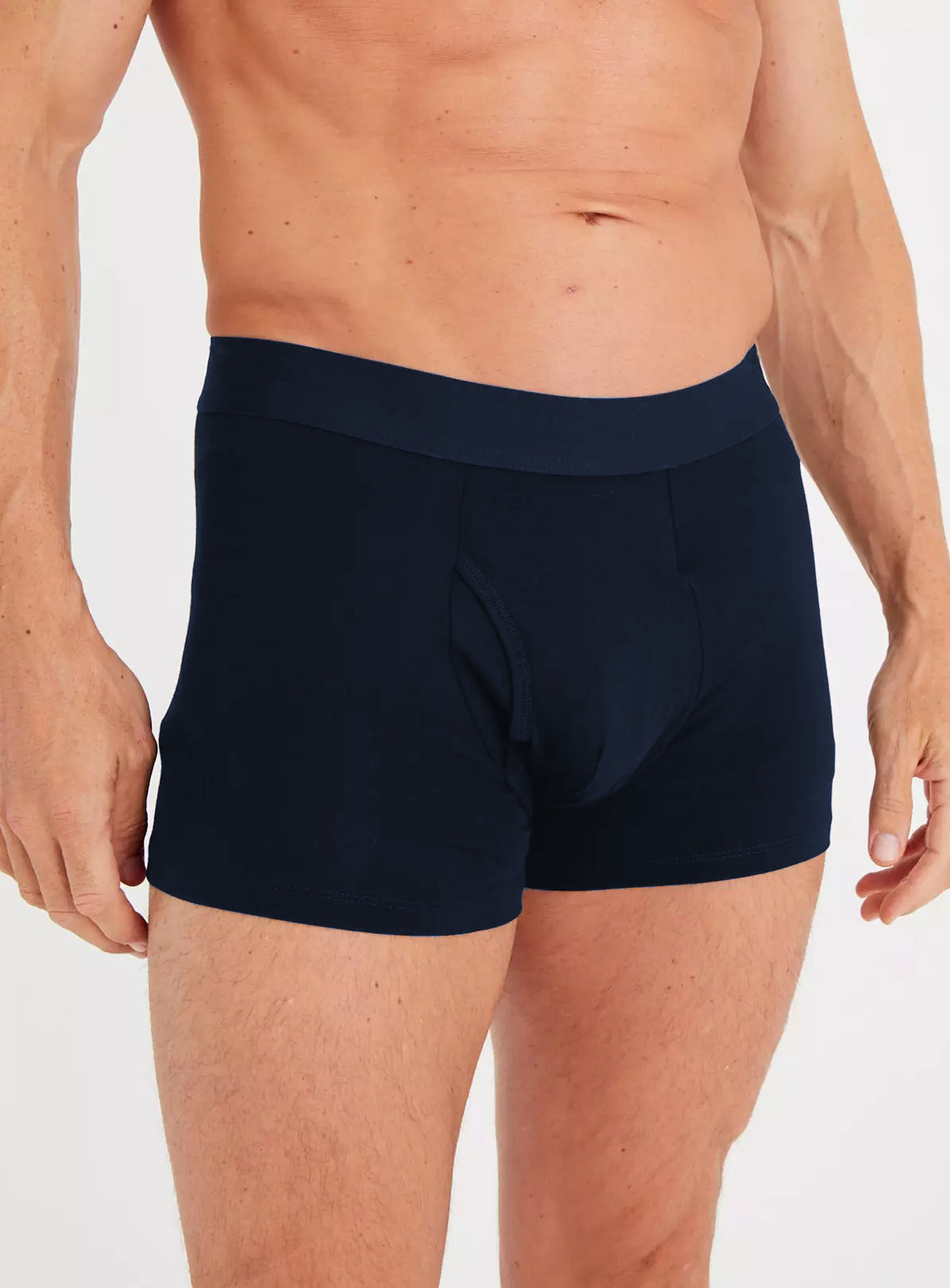 Mens Pack of 3 Navy Blue Stretch Cotton Boxer