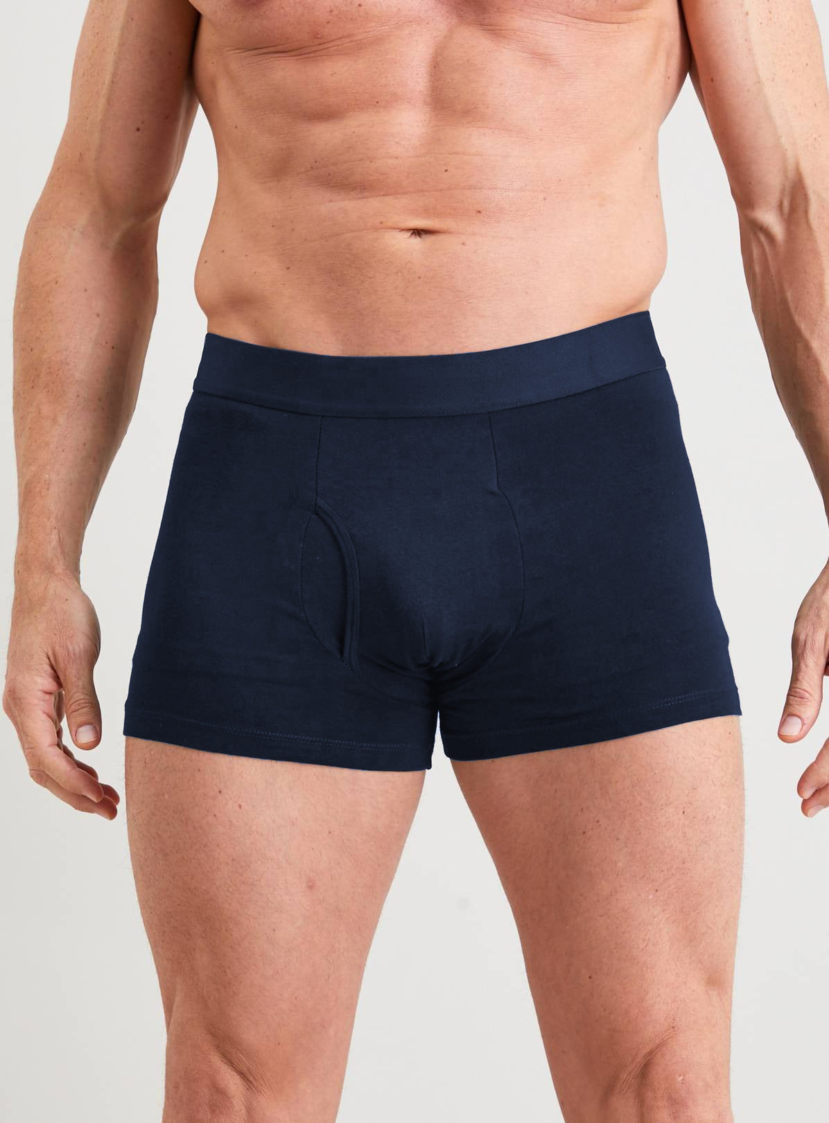 Mens Pack of 3 Navy Blue Stretch Cotton Boxer