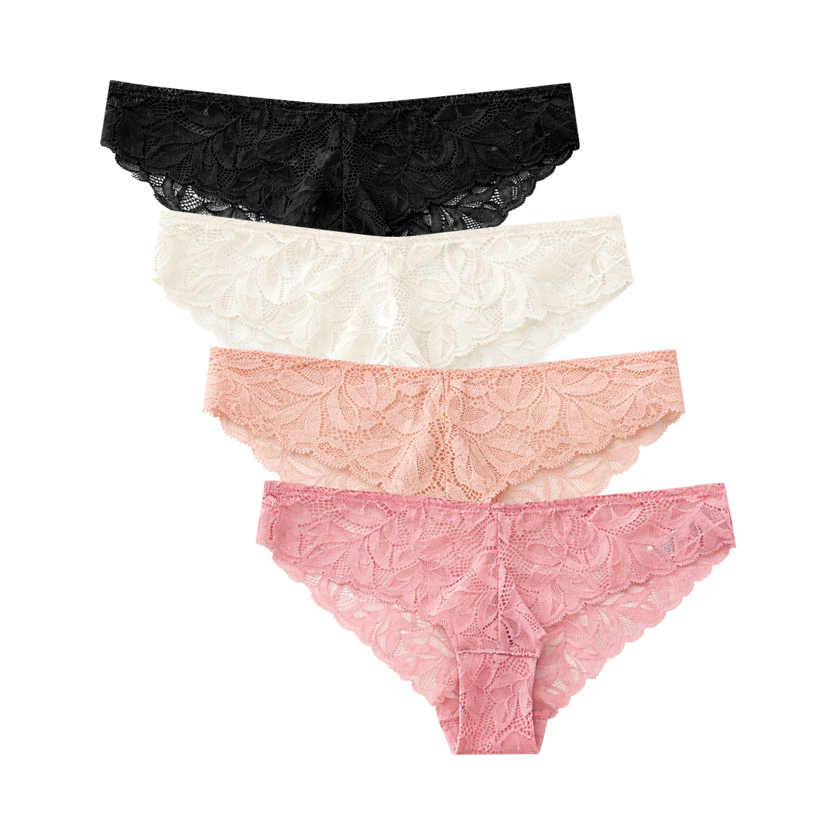 Pack of 3 Womens Soft Stretch Floral Lace Brazilian Brief Panty