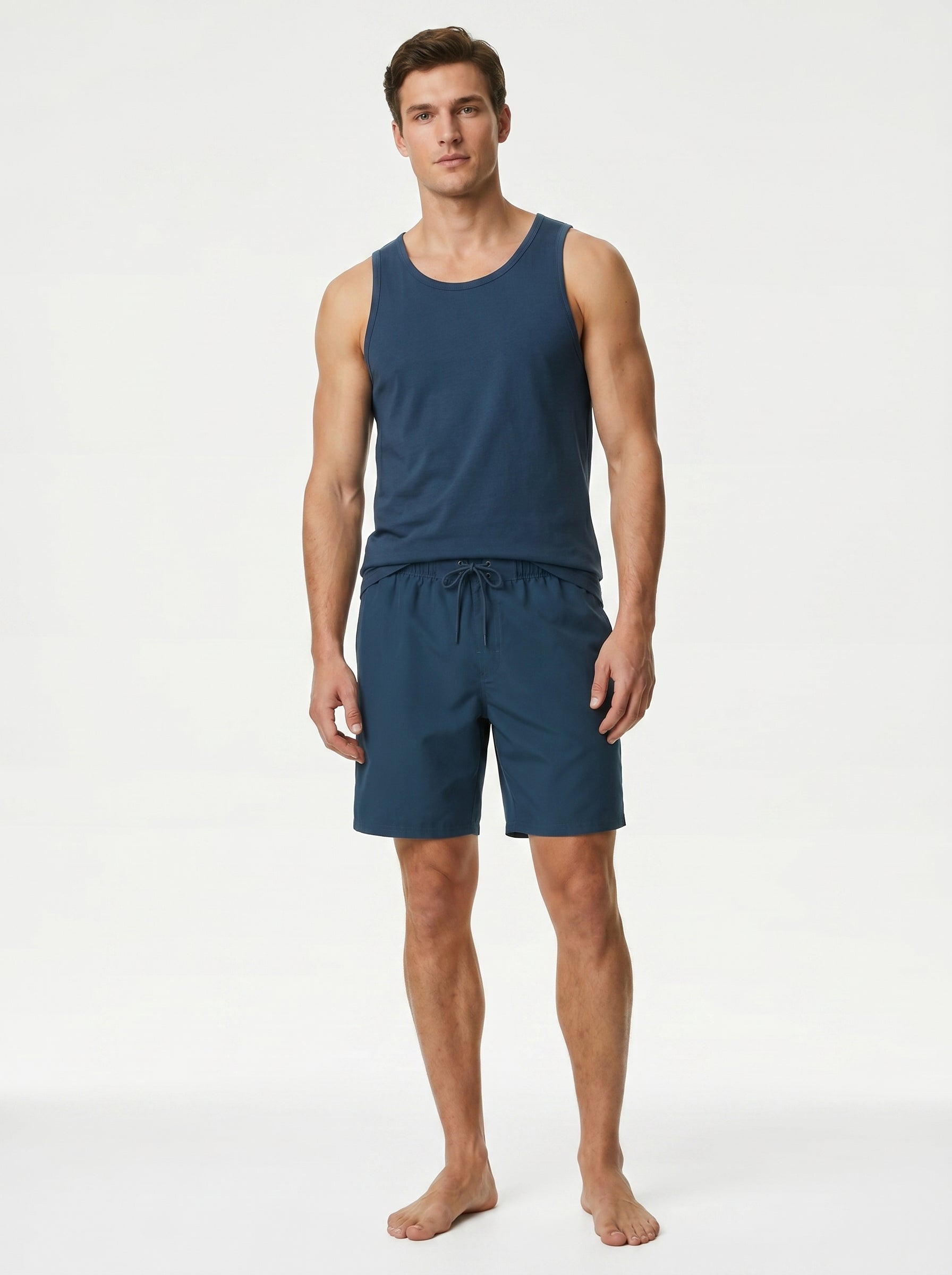 Mens Quick Dry Drawstring Comfort Casual Shorts with Side Pockets