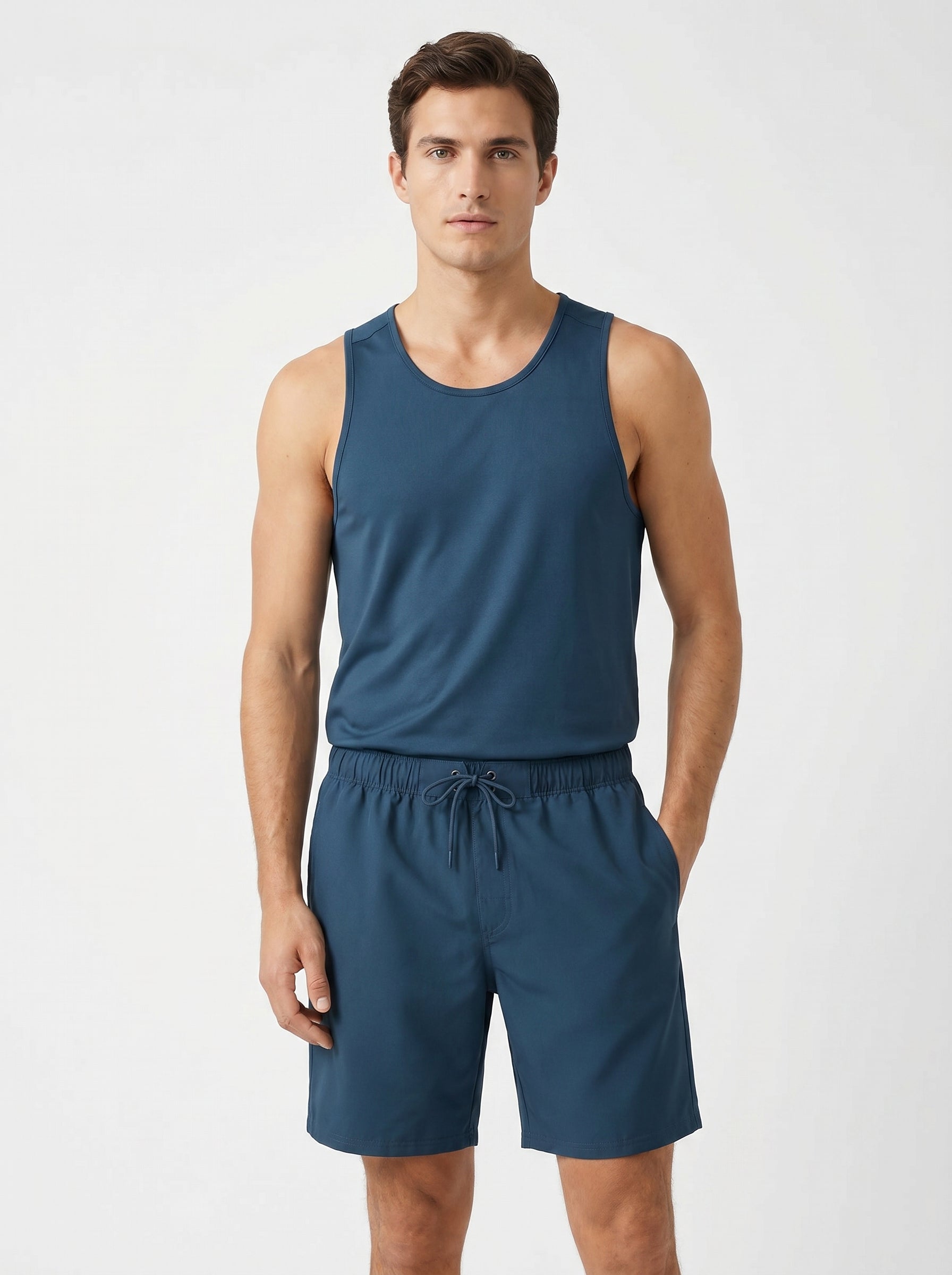 Mens Quick Dry Drawstring Comfort Casual Shorts with Side Pockets