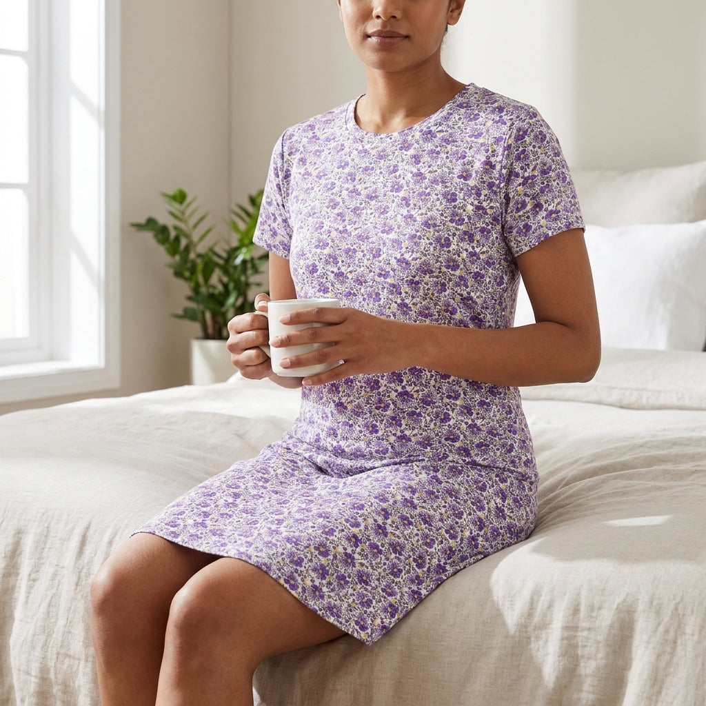 Ladies Short Sleeve Mid Length T-Shirt Dress