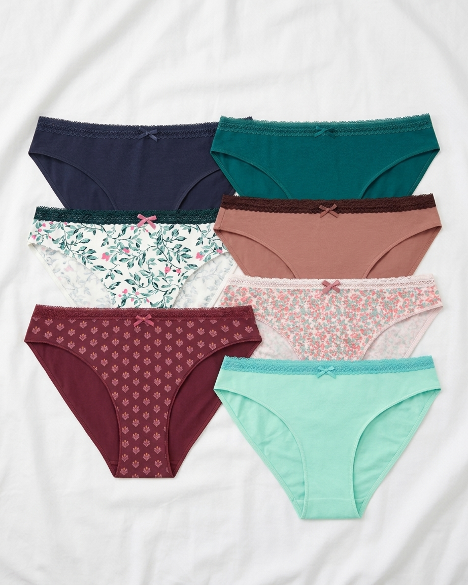 Pack of 5 Women's Soft Cotton Lace Trim Bikini Panty