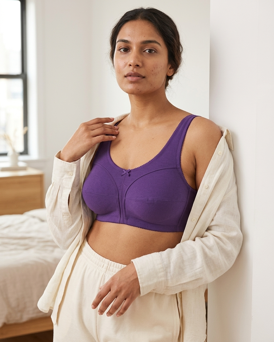 Womens Plus Size Solid Wireless Back Close Adjustable Straps Bra