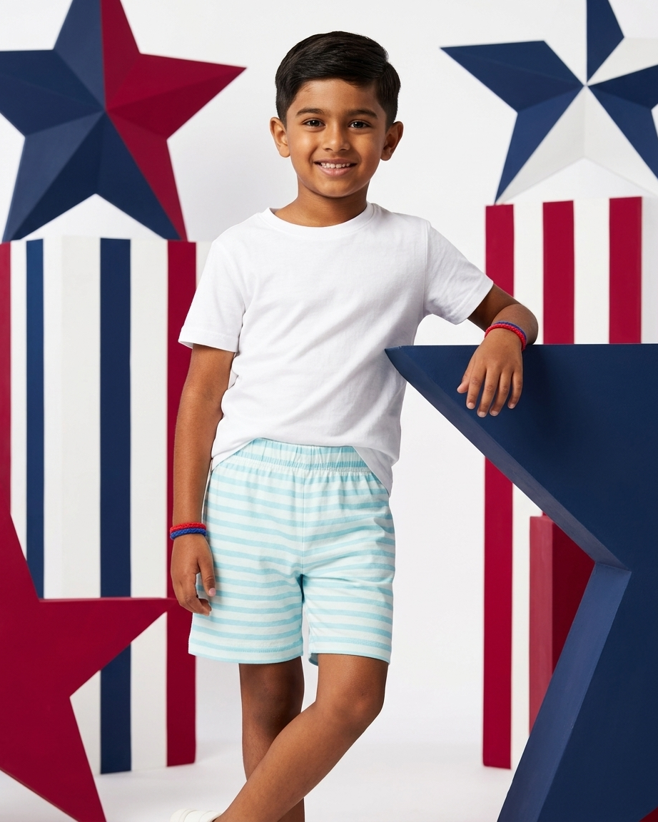 Pack of 5 Kids Cotton Striped Shorts