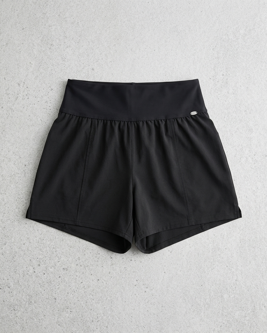 Womens High-Waisted Swim Shorts with Inner Brief