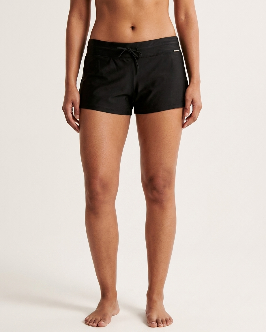 Womens Mid-Rise Swim Shorts with Inner Brief