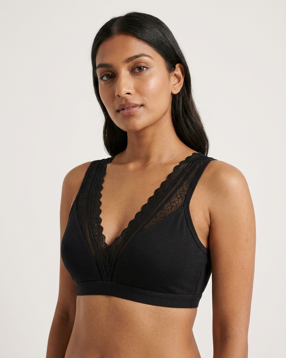Womens Cotton Non-Padded Wireless Lace Bra