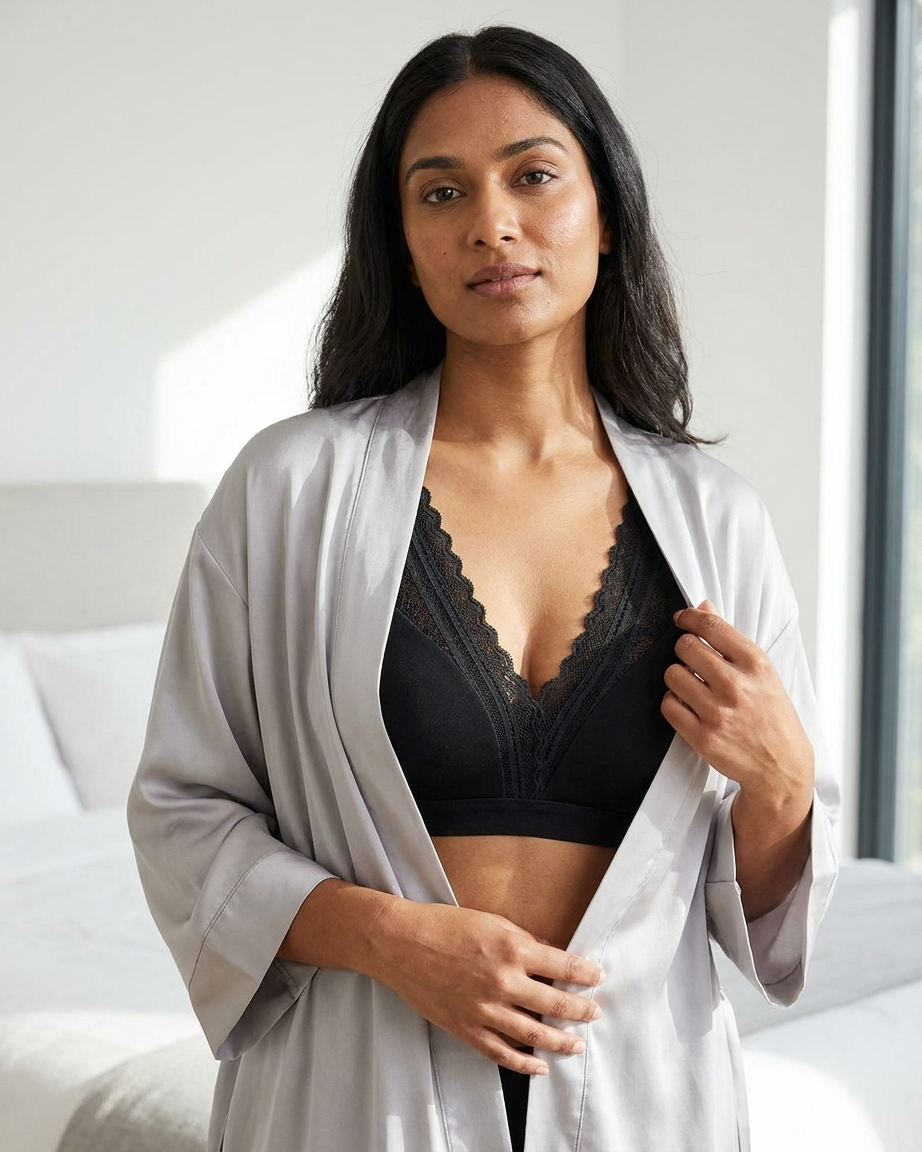 Womens Cotton Non-Padded Wireless Lace Bra