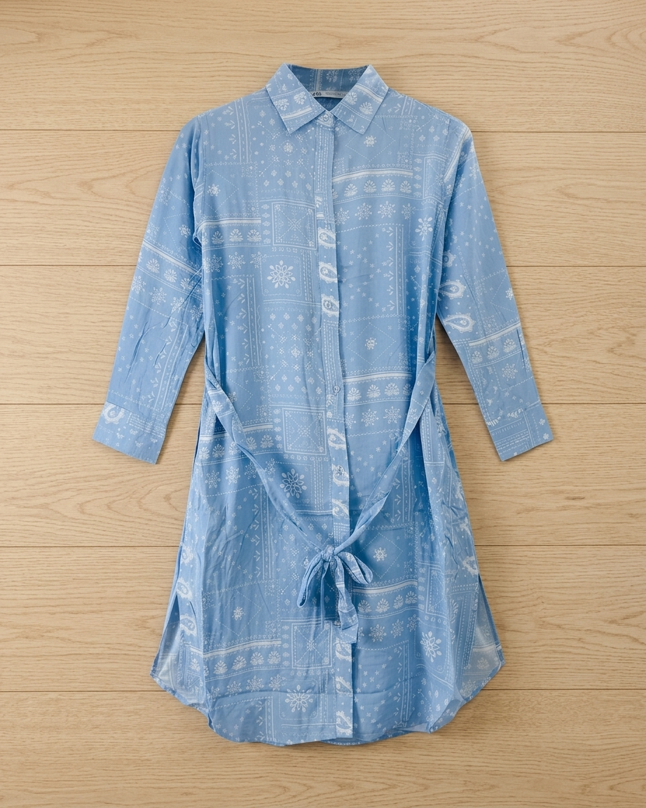 Womens Full Sleeve Abstract Midi Length Shirt Dress