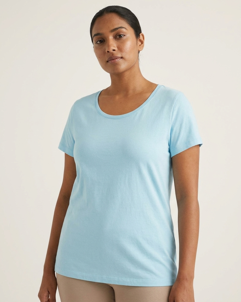 Women's Basic Cotton Scoop Neck Short Sleeve T-Shirt