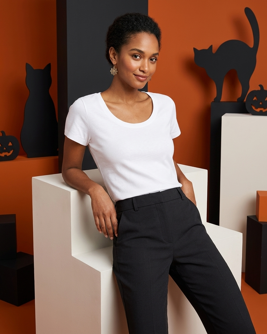 Women's Cotton Solid Scoop Neck T-Shirt